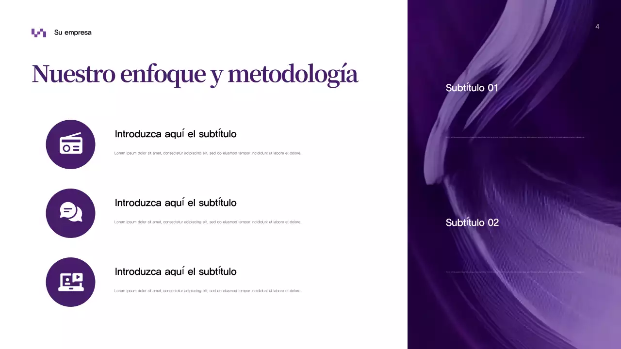 Presentación comercial abstracta en color púrpura