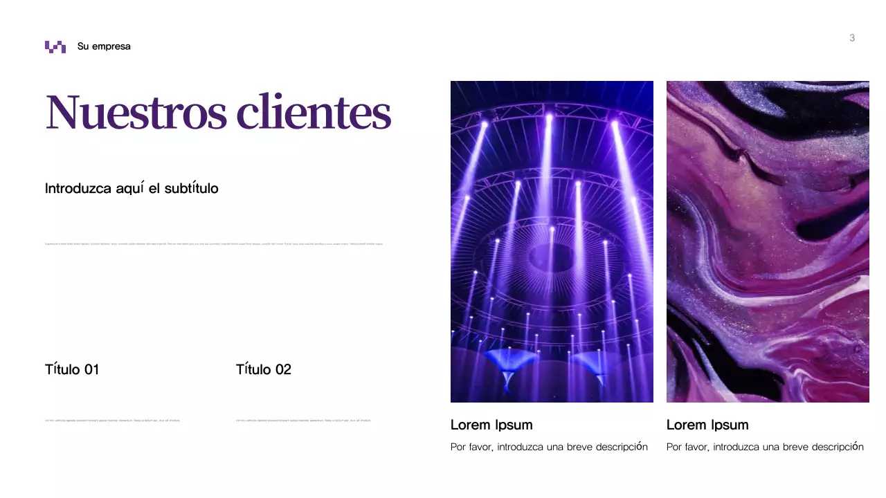 Presentación comercial abstracta en color púrpura