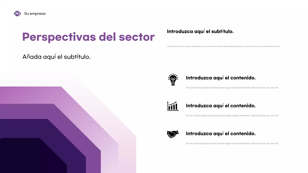 Presentación empresarial geométrica de color púrpura