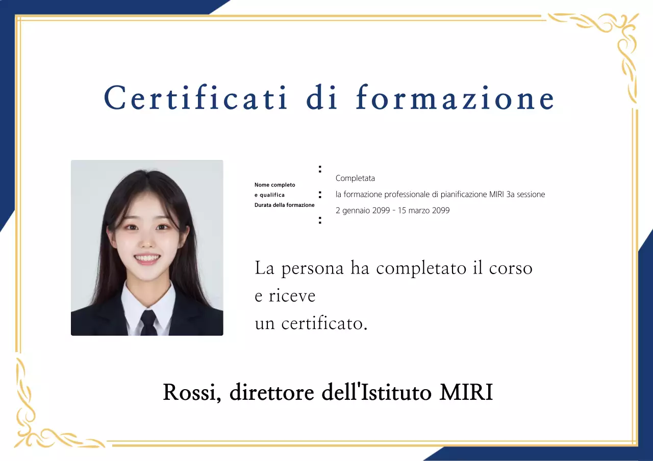 Certificato di formazione Navy Neat