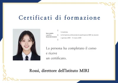 Certificato di formazione Navy Neat