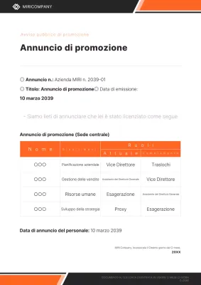 Annuncio di ordine arancione