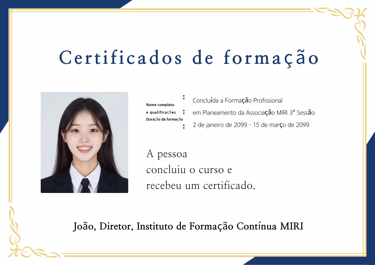 Certificado de formação Navy Neat