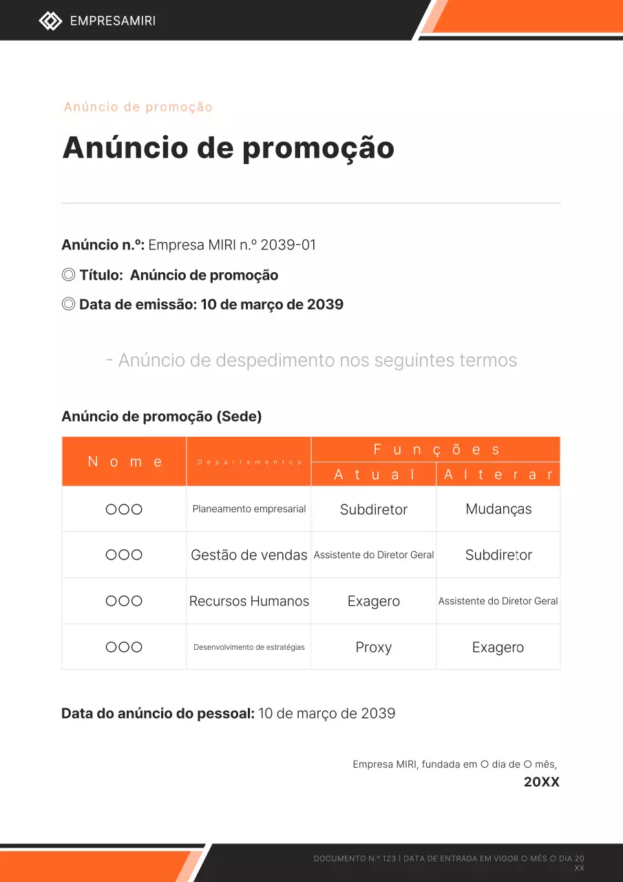 Anúncio de arrumação da laranja