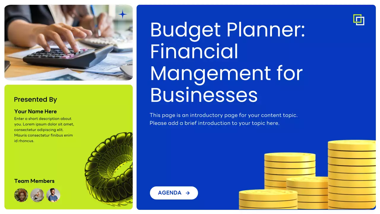 Blue Modern Finance Budget Planner Presentation