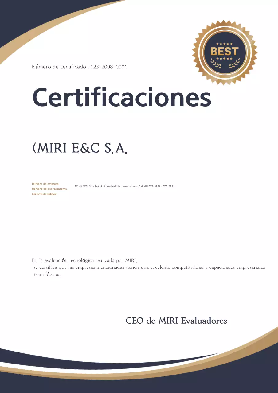 Listado certificado Navy Clean