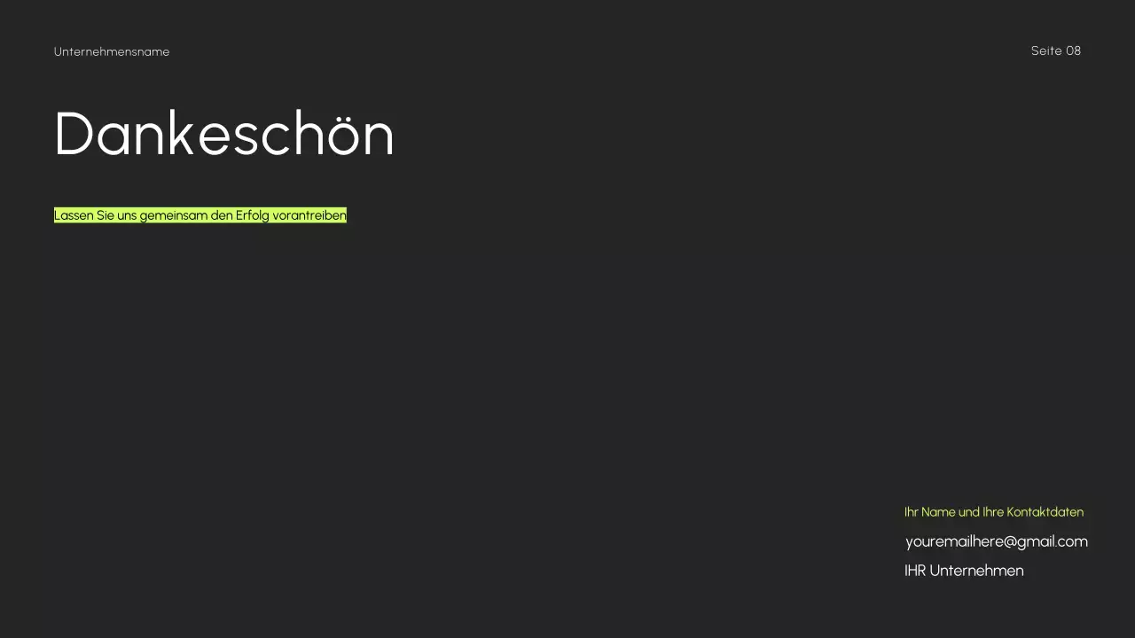 Minimalistische, dunkle, schlanke Präsentation der Verkaufsstrategie