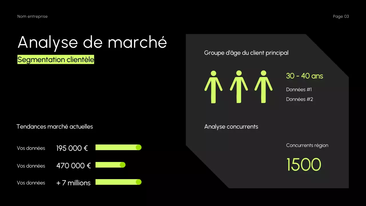 Présentation minimale, sombre et épurée de la stratégie de vente