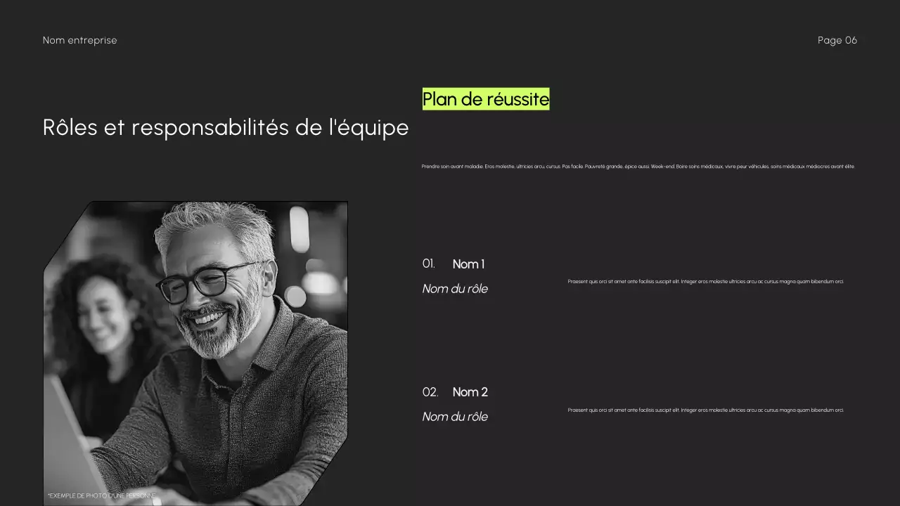 Présentation minimale, sombre et épurée de la stratégie de vente