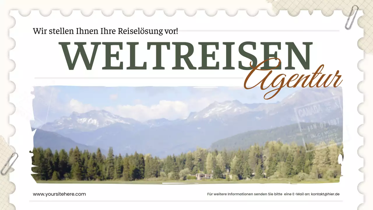 grünes rustikales Reiseangebot