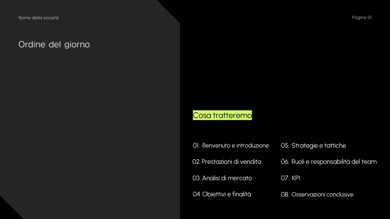 Presentazione della strategia di vendita minimalista, scura ed elegante