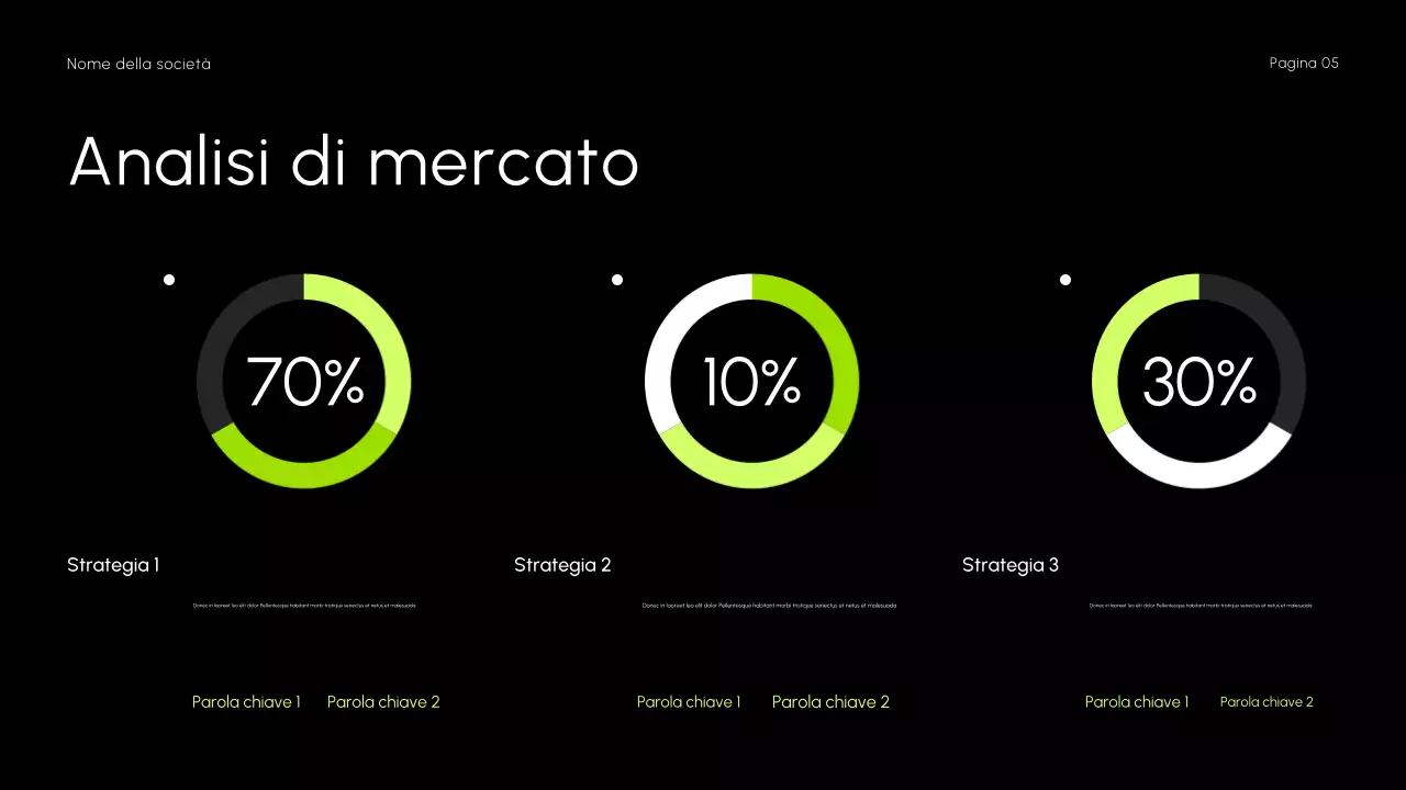 Presentazione della strategia di vendita minimalista, scura ed elegante
