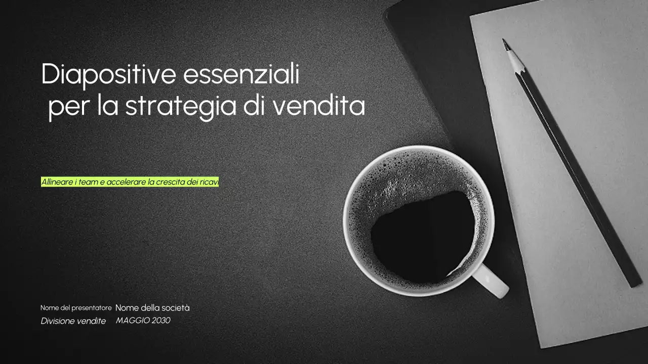 Presentazione della strategia di vendita minimalista, scura ed elegante
