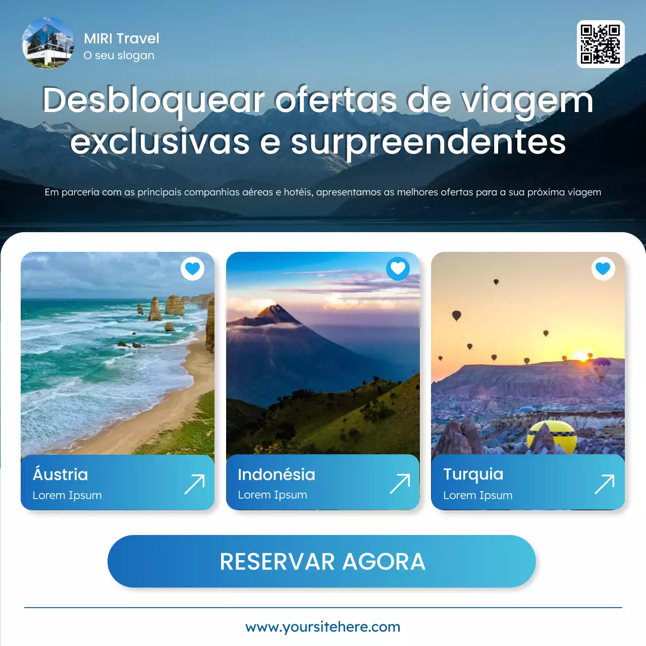anúncio de viagem moderno azul