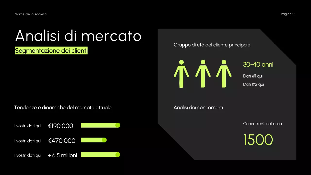 Presentazione della strategia di vendita minimalista, scura ed elegante