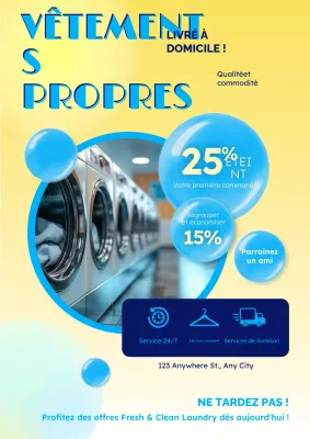 promotion de la blanchisserie moderne bleue