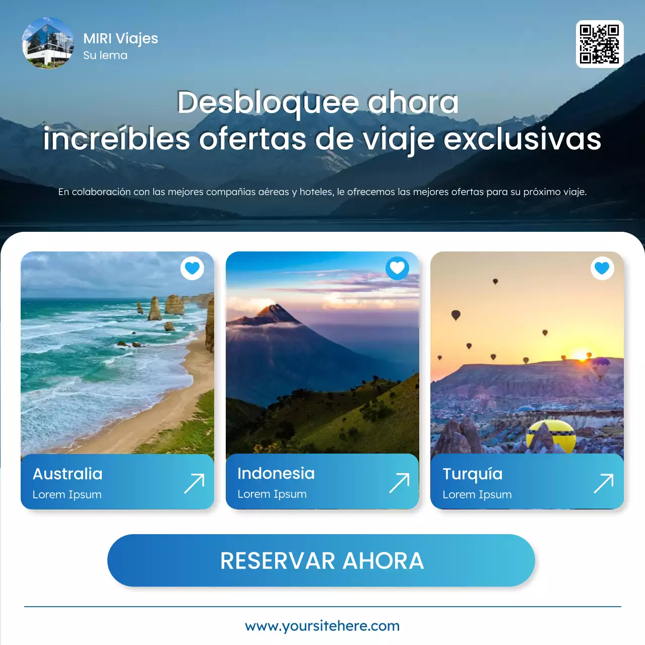 anuncio de viaje moderno azul