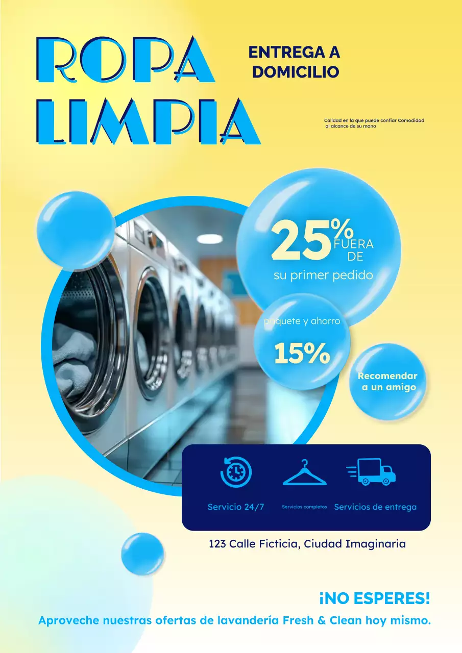 promoción lavandería moderna azul