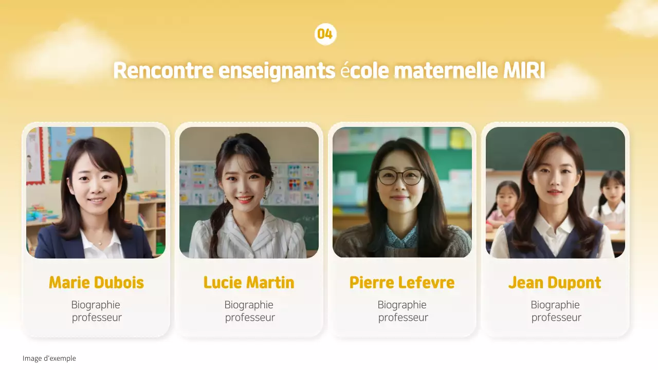 Présentation de l'orientation naturelle de l'école maternelle en bleu clair et vert