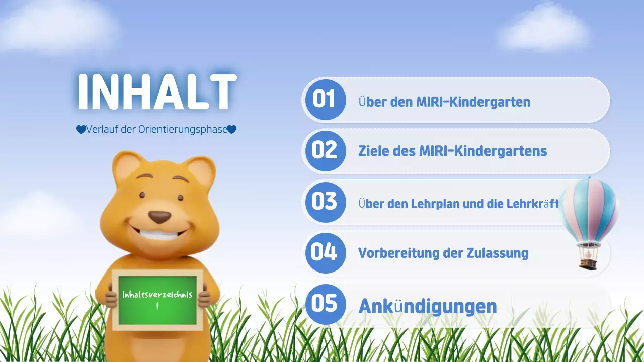 Natürliche Kindergarten-Orientierung Präsentation in Hellblau und Grün