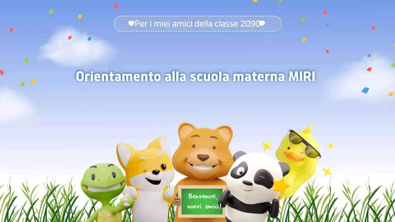 Presentazione dell'orientamento naturale della scuola materna in azzurro e verde