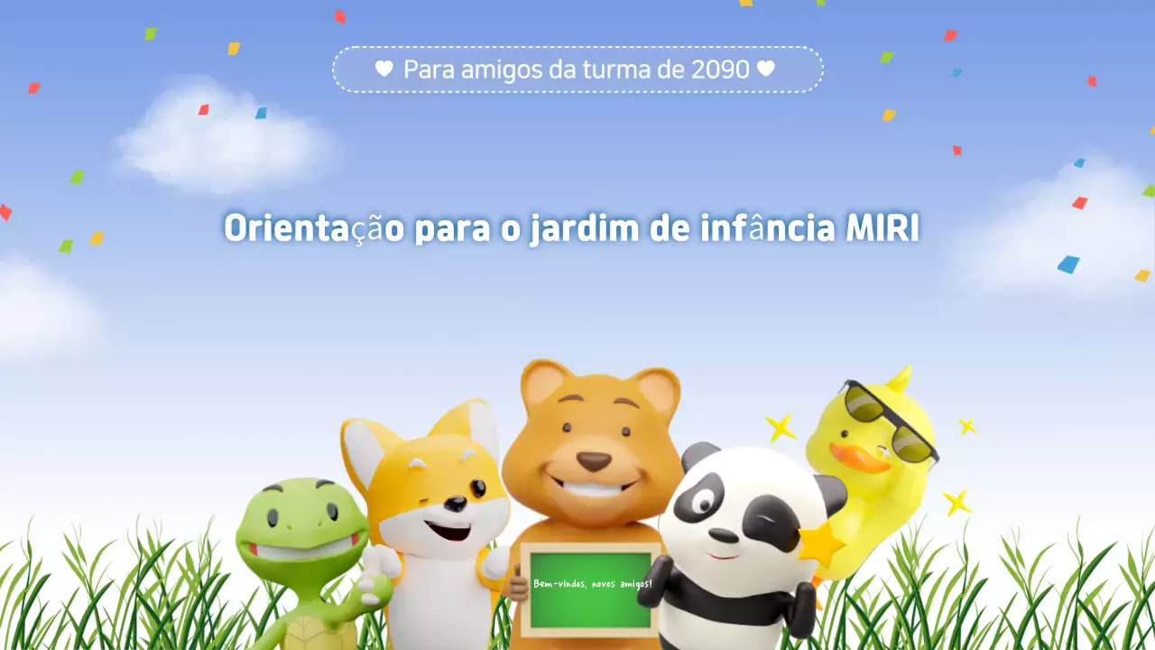 Apresentação de orientação natural para o jardim de infância em azul claro e verde