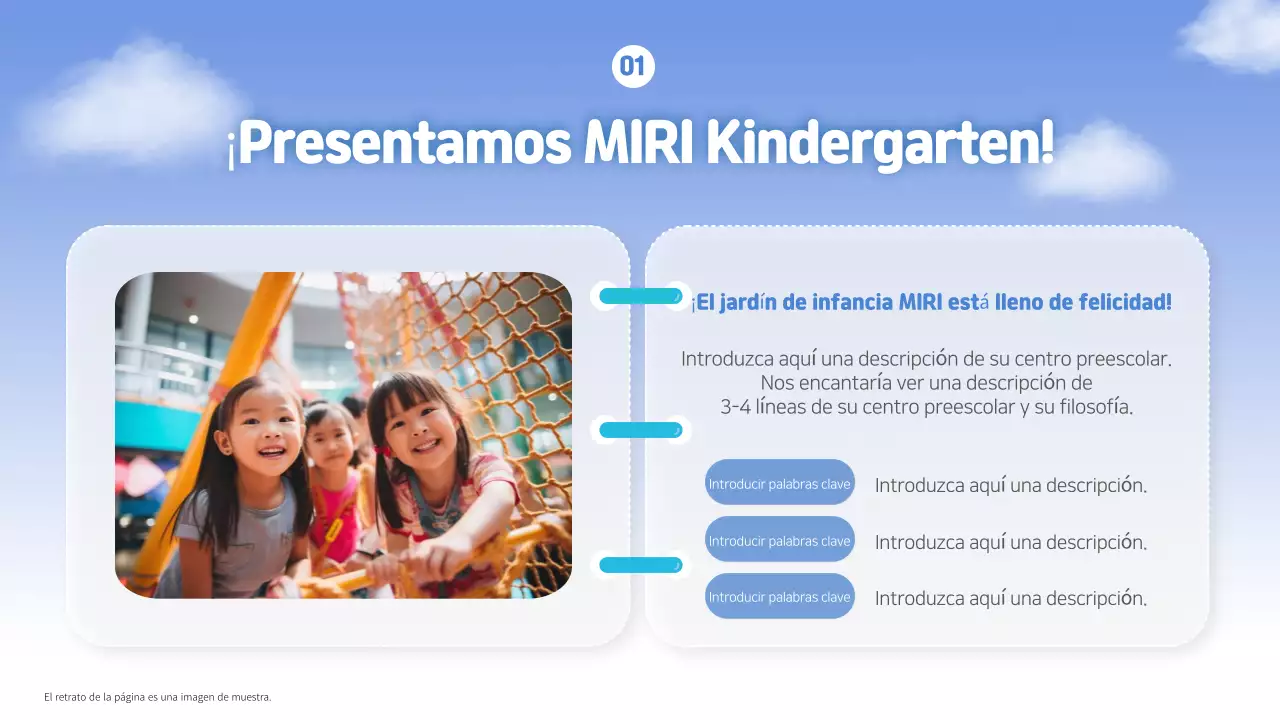 Presentación de la orientación natural para jardines de infancia en azul claro y verde