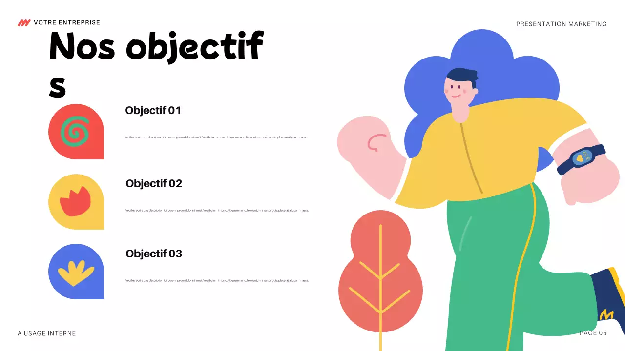 présentation marketing moderne et colorée