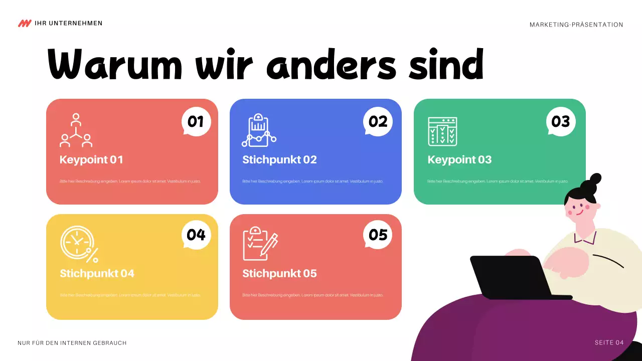 bunte moderne Marketing-Präsentation