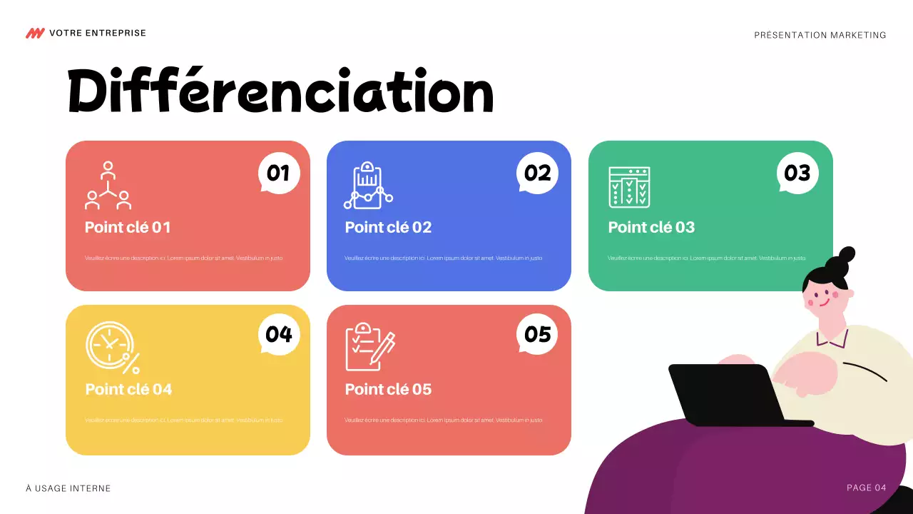 présentation marketing moderne et colorée