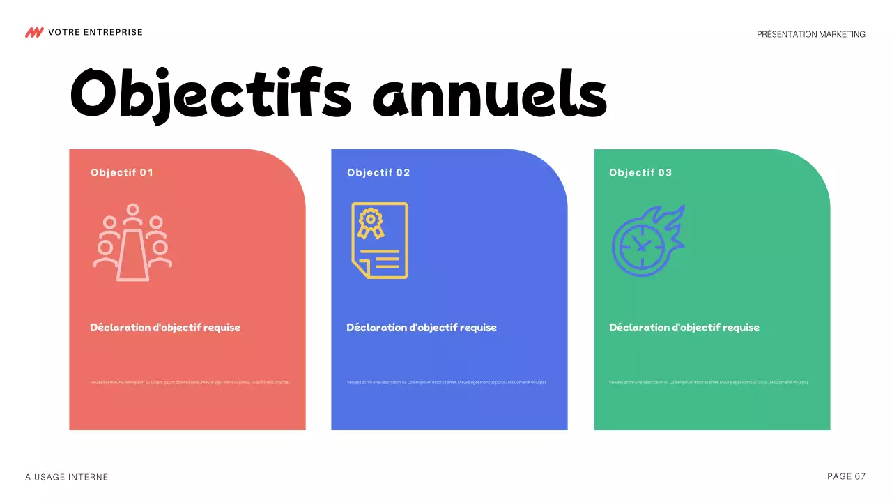 présentation marketing moderne et colorée