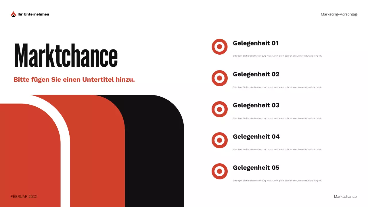 rotes geometrisches Marketing-Vorschlagsdokument