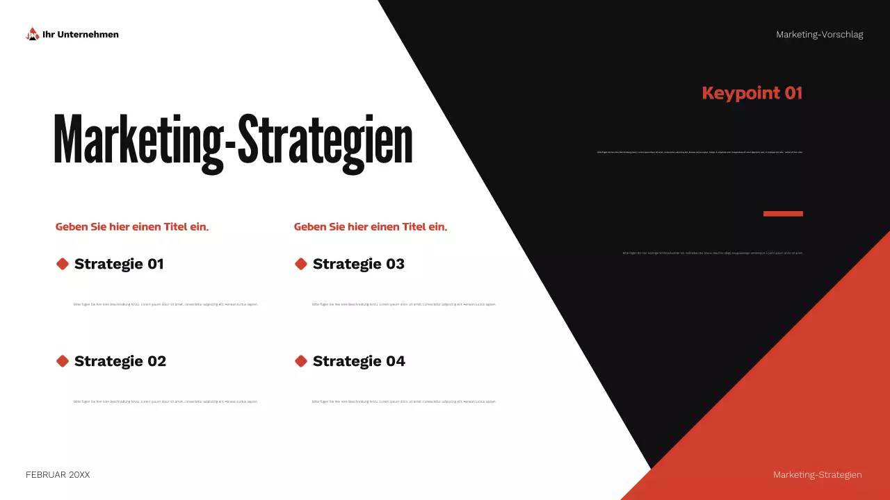 rotes geometrisches Marketing-Vorschlagsdokument