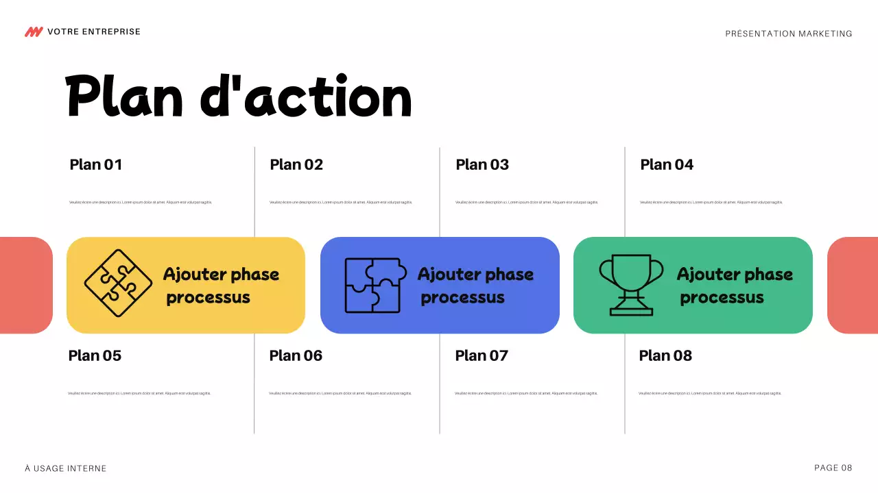 présentation marketing moderne et colorée