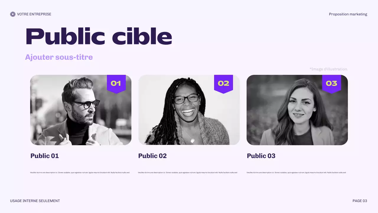 document de marketing moderne violet