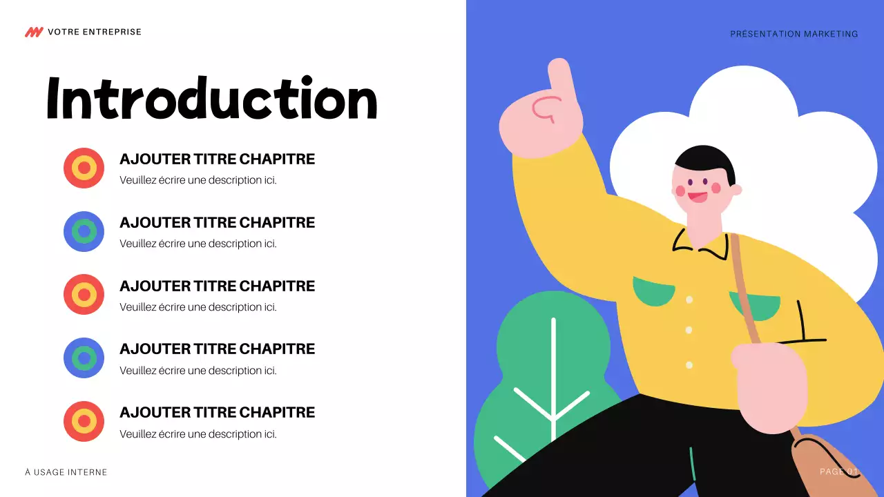 présentation marketing moderne et colorée