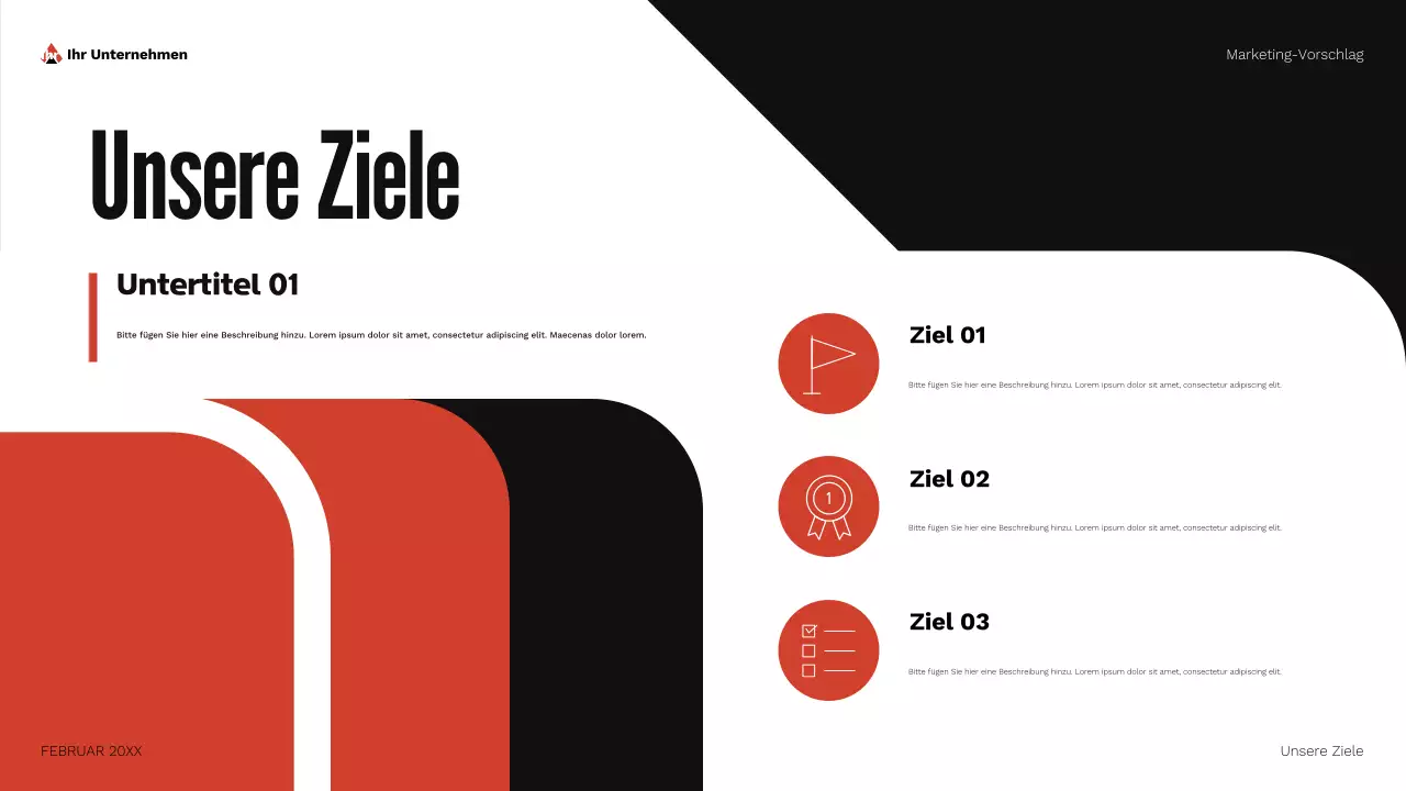 rotes geometrisches Marketing-Vorschlagsdokument