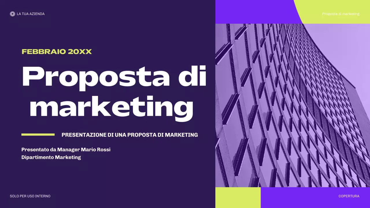 documento di marketing moderno viola