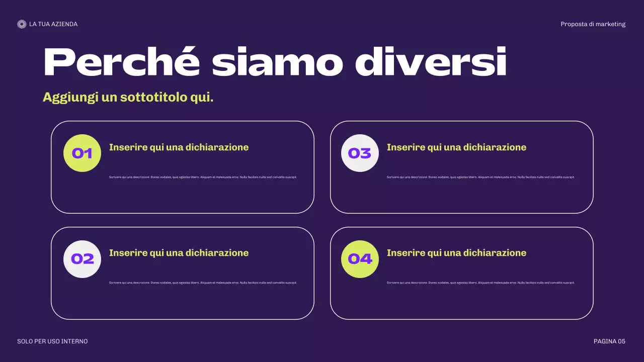 documento di marketing moderno viola