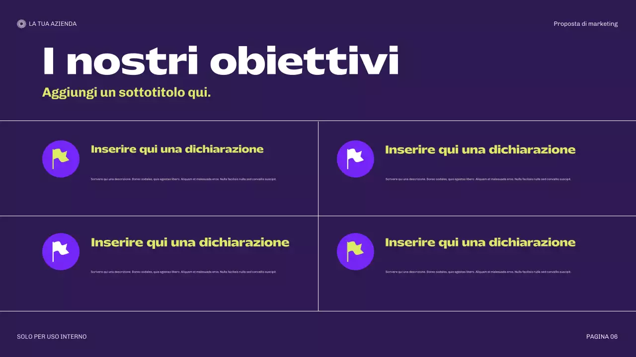 documento di marketing moderno viola
