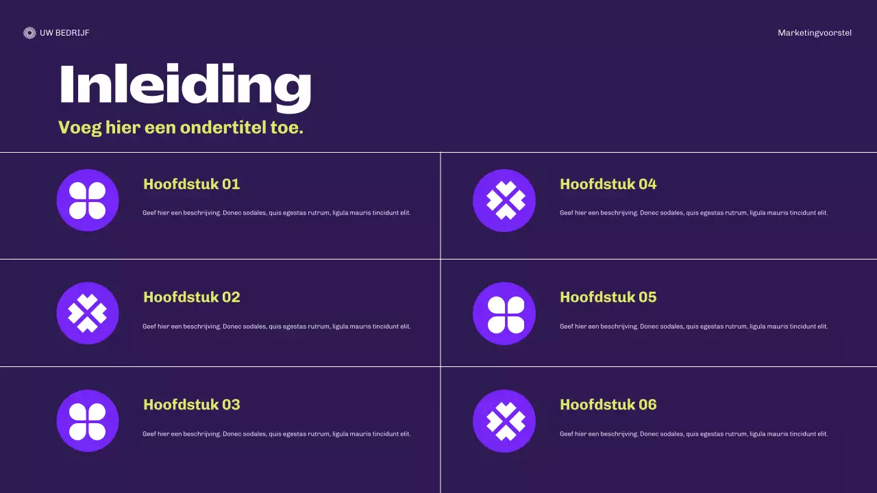 Paars modern marketingdocument