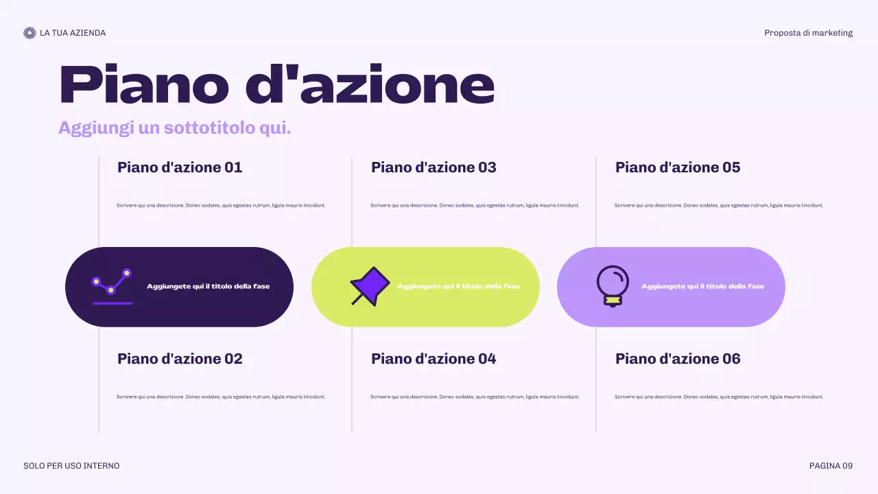 documento di marketing moderno viola