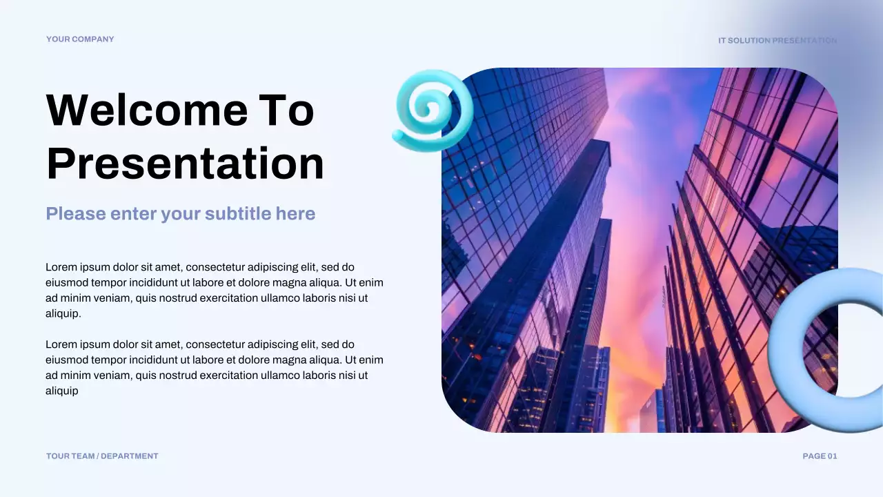 Blue Muted Modern IT Solution Presentation