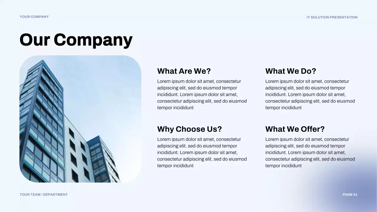 Blue Muted Modern IT Solution Presentation