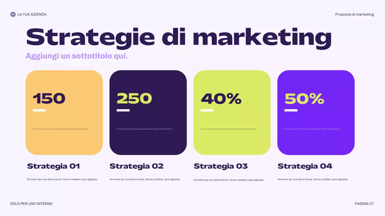 documento di marketing moderno viola