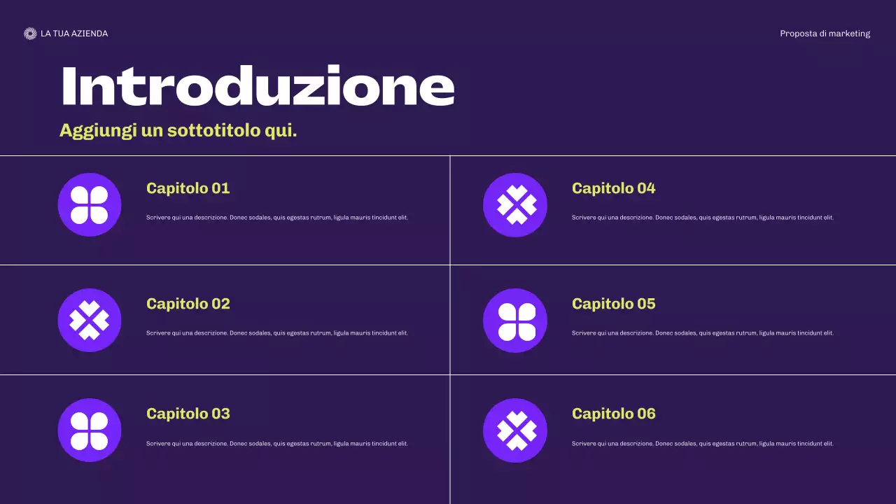 documento di marketing moderno viola