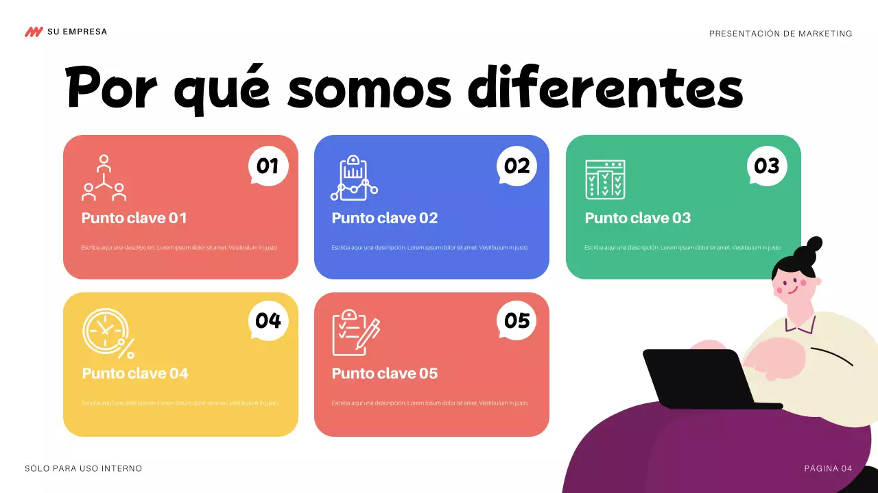 colorida y moderna presentación de marketing