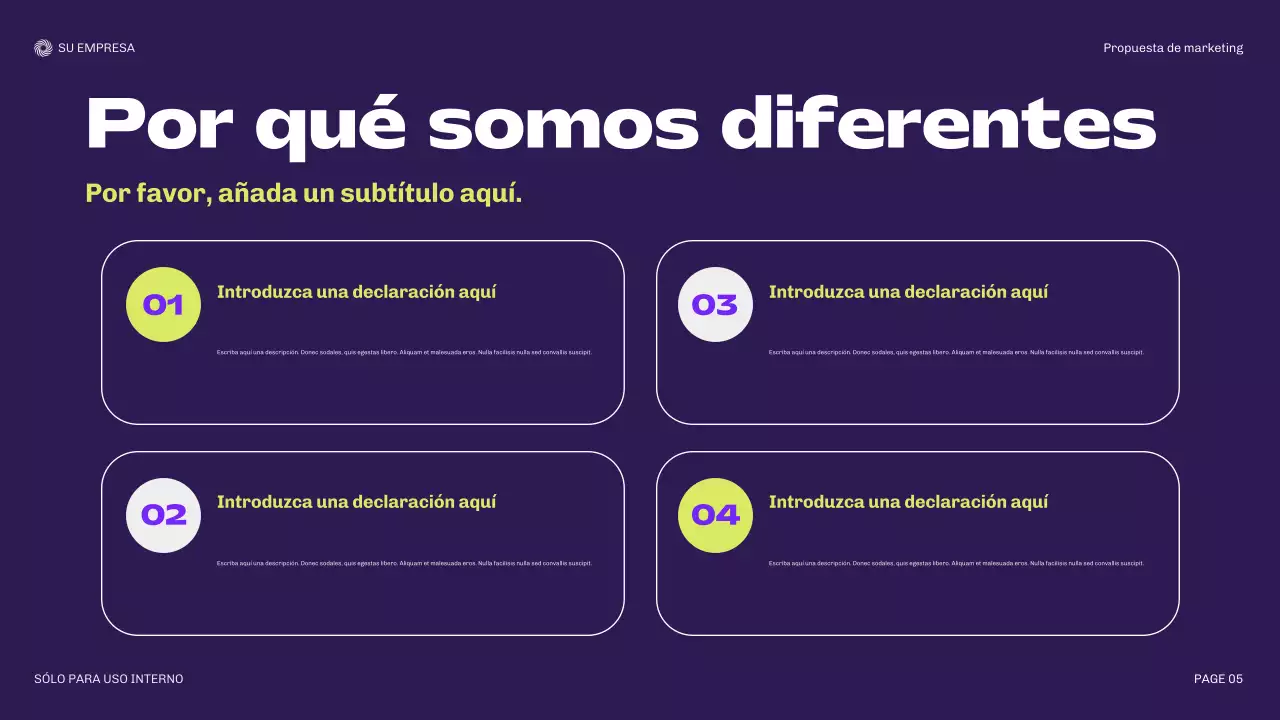 documento de marketing moderno de color púrpura