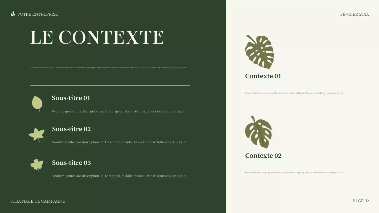 Présentation d'entreprise minimaliste verte