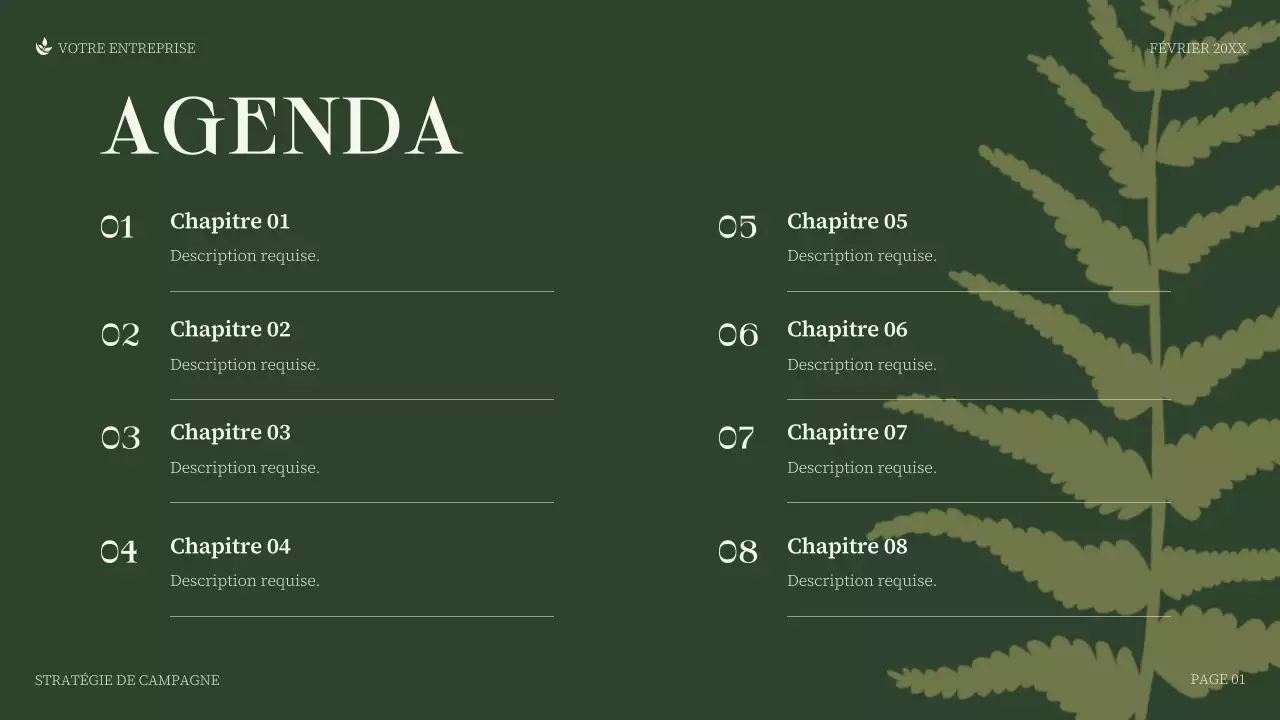 Présentation d'entreprise minimaliste verte